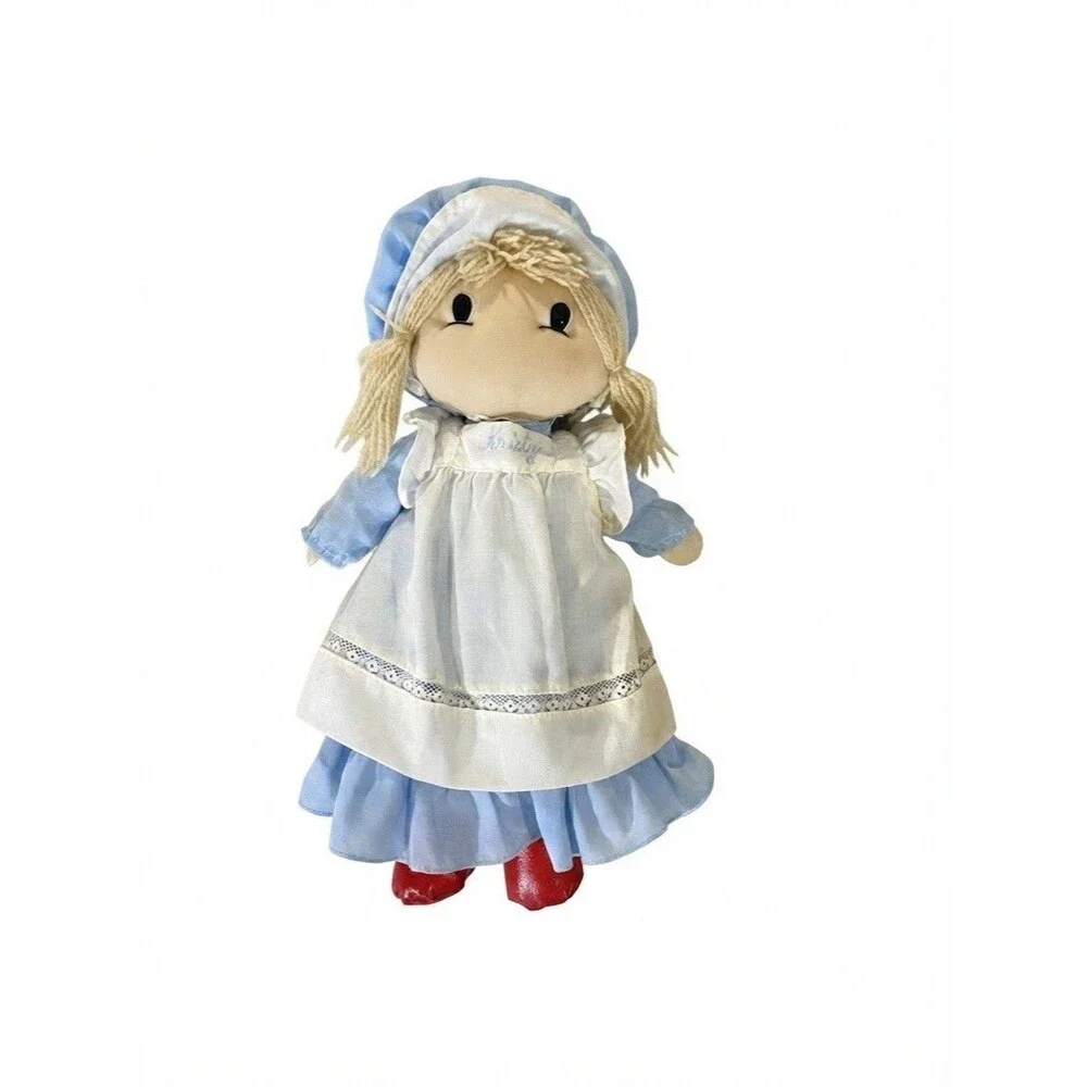 Vintage 60s 70s Toy Collectible Kamar Rag/Cloth Doll “Kristy”Blue Dress & Bonnet